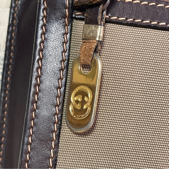 Gucci canvas and leather briefcase - laptop bag Vintage 50s - Picture 10 of 16